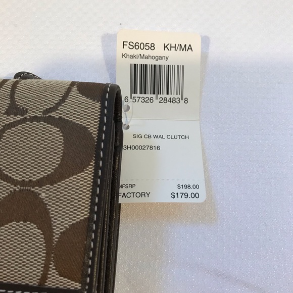 NWT Signature Coach Wallet Clutch 3H00027816 Color Khaki/Mahogany - Picture 9 of 9